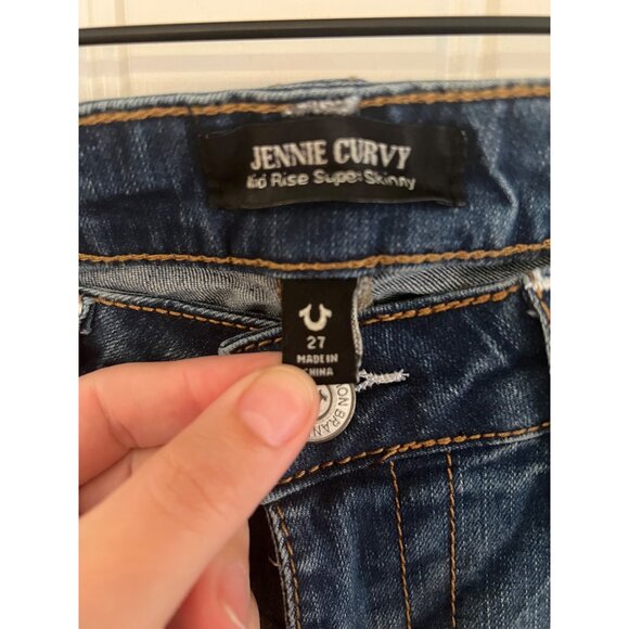 True Religion Jennie Curvy Mid Rise Super Skinny Jeans Macau Wash Size‎ 27 NWT - Picture 3 of 6